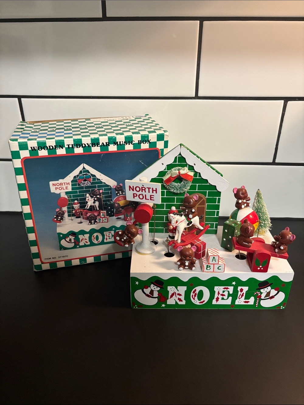 Vintage 90’s Brinn's Animated Christmas Music Box: Swinging Bears, Toy Land